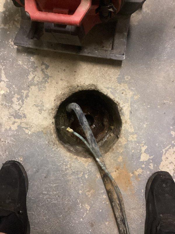 Performed camera inspection of main sewer line from exterior cleanout access point. Deployed video inspection equipment through floor drain to assess condition of underground plumbing system and identify any blockages, damage, or areas of concern within the drainage pipes.