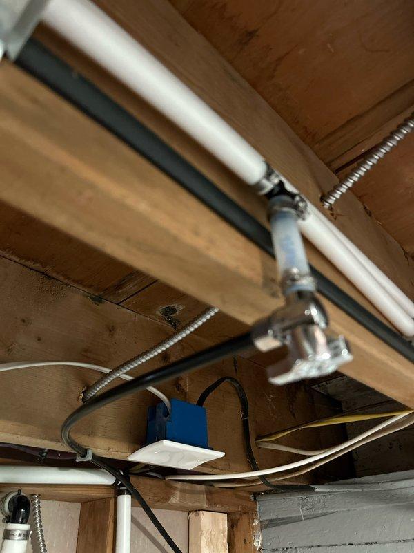 Returned to property to restore water service and complete reverse osmosis system installation. Installed 3/8 x 1/2 push connect adapter for discharge line and 1/4 female thread to 1/4 push connect fitting for RO line, completing the water filtration system integration with existing water softener. Coordinated remote access with property management to gain entry, tested system operation, and verified proper water flow through all treatment stages.