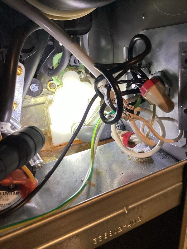 Responded to water leak complaint on 3-year-old Carrier unit with worsening leak condition since previous repair. Performed thorough inspection of internal components, drainage system, and evaporator coil assembly. Documented findings with detailed photographs of interior compartment showing electrical connections, mechanical components, and evidence of water staining on base panels indicating ongoing moisture intrusion.