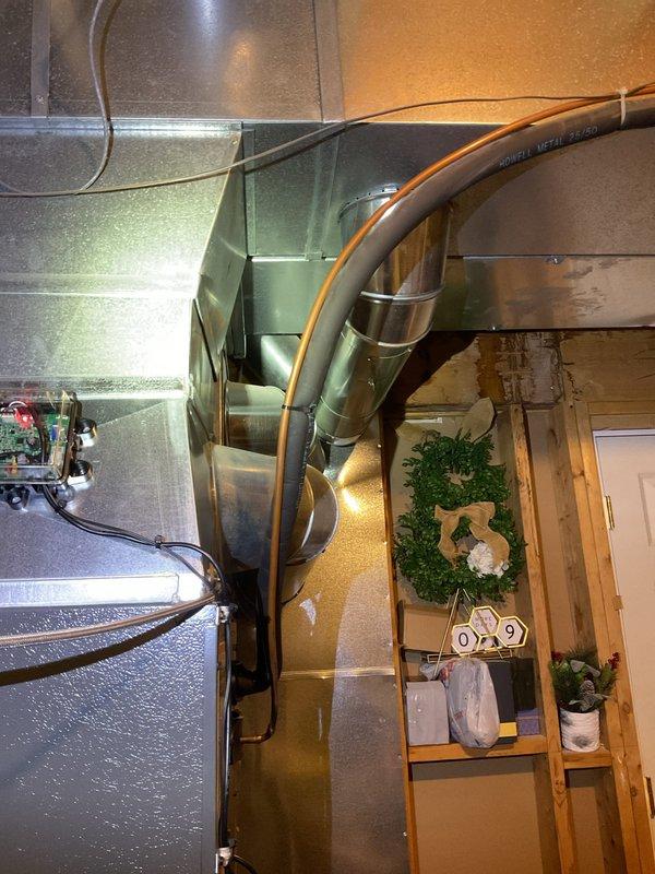 Responded to emergency call for water leaking from refrigerator. Upon arrival, located the water supply line to the refrigerator and successfully shut off the water source to stop the active leak. Placed collection bucket with towel underneath affected area to capture residual water and prevent further damage to flooring. Inspected the refrigerator water line connection and identified the leak source at the supply hose fitting.