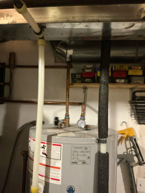 Conducted estimate for replacement of 17-year-old geothermal HVAC system in residential basement installation. Customer exploring multiple heating options including conversion to natural gas furnace or boiler system as alternatives to geothermal replacement. Documented existing equipment configuration including geothermal unit, ductwork connections, and associated mechanical components with photographic records for proposal development.