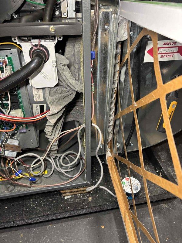Completed annual heating maintenance on 6-year-old furnace and humidifier system with extended warranty valid through October 2029. Performed comprehensive tune-up including inspection of blower assembly, electrical control panel, and all system components. Verified proper airflow direction, checked all wiring connections, inspected condensate drain pan for proper operation, and confirmed system is operating within manufacturer specifications for the heating season.