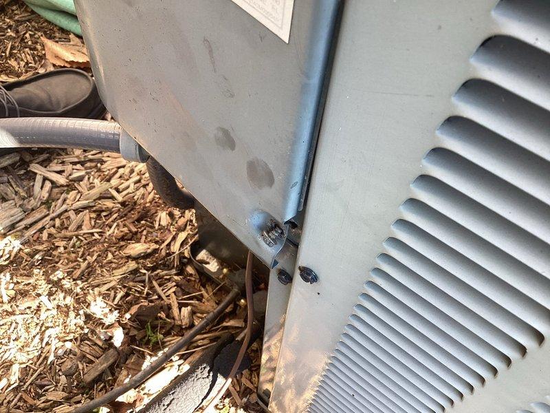 Completed annual cooling maintenance on a 2011 EnergiAir system, including inspection of the outdoor condensing unit and indoor condensate pump assembly. Verified proper operation of all components, checked refrigerant levels, cleaned condenser coils, inspected electrical connections, and confirmed condensate drainage system is functioning correctly with no visible leaks or blockages.