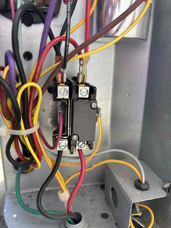 Completed annual cooling maintenance and inspected system per warranty concern regarding compressor not cycling off properly. Evaluated contactor operation, verified electrical connections at terminal blocks, and documented control panel wiring configuration with photos showing all power and control circuits functioning within specifications.