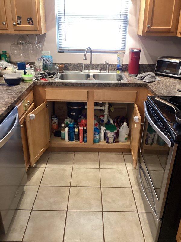 Installed new kitchen faucet assembly in double-basin stainless steel sink, removing existing fixture and connecting supply lines to complete installation. Customer's kitchen now features updated pull-down faucet with proper water flow and functionality, replacing previous fixture that required service.