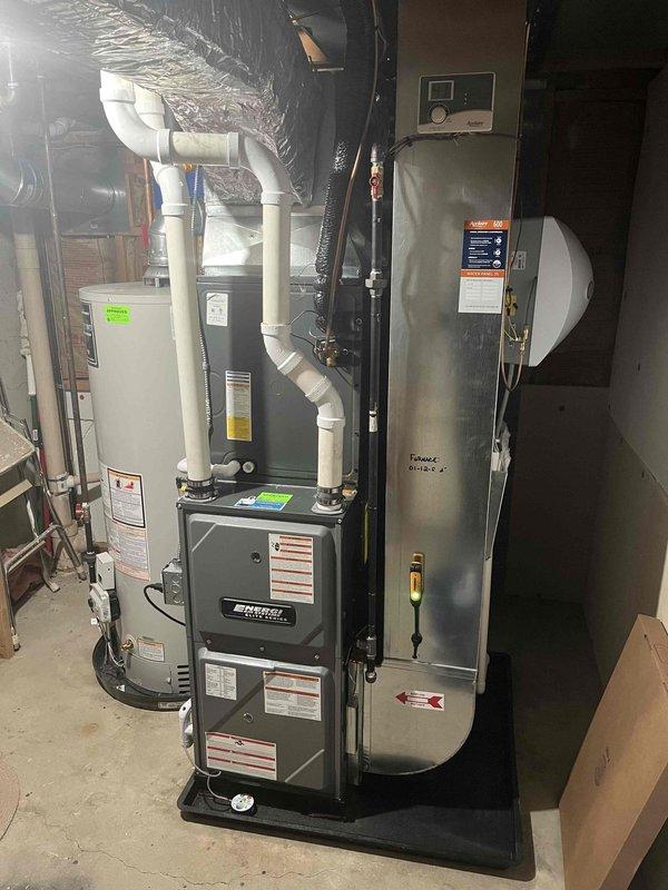 # AC Annual Cooling Maintenance Visit

Completed comprehensive annual cooling system inspection and maintenance on residential HVAC system. Inspected condensate drainage components including drain pan and condensate pump for proper operation and water flow. Drain pan showed evidence of normal condensation accumulation with no signs of overflow or blockage. Verified condensate pump functionality and cleared drainage lines to ensure proper moisture removal during cooling season.

Performed full system evaluation of furnace and air handler equipment. Inspected all mechanical components, electrical connections, and safety controls. Verified proper airflow through ductwork and checked refrigerant levels. All equipment operating within manufacturer specifications with no immediate service needs identified. System prepared and ready for cooling season operation.