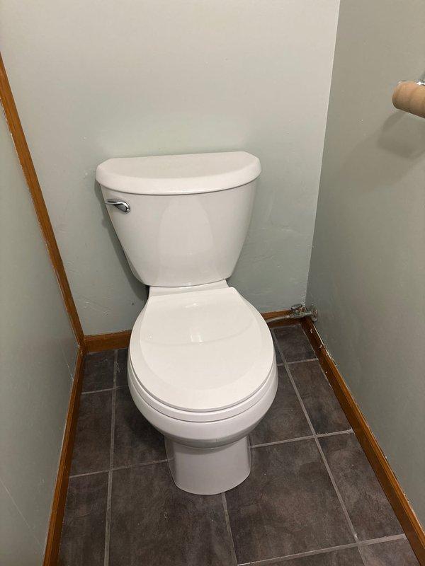 Successfully installed two customer-supplied toilets in separate bathroom locations. Both units were properly set with new wax rings, secured to floor flanges, and water supply lines connected. All installations were tested for proper flush operation and checked for leaks at base seals and supply connections, with no issues found.