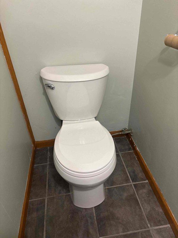 Successfully installed two customer-supplied toilets in separate bathroom locations. Both units were properly set with new wax rings, secured to floor flanges, and water supply lines connected. All installations were tested for proper flush operation and checked for leaks at base seals and supply connections, with no issues found.