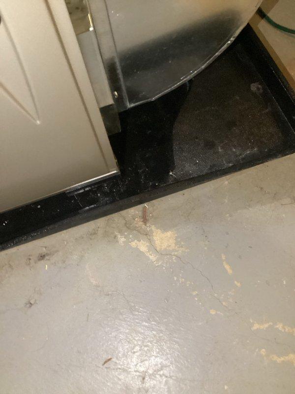 Responded to service call for Carrier Infinity unit not cooling with water found in drain pan. Upon arrival, inspected HVAC system and confirmed water accumulation in condensate pan with visible moisture on surrounding floor surfaces. Evaluated condensate drainage system and identified blockage preventing proper water evacuation. Cleared condensate line obstruction and verified proper drainage flow. Tested unit operation and confirmed cooling function restored with condensate draining correctly through primary drain line. System operating within normal parameters upon departure.