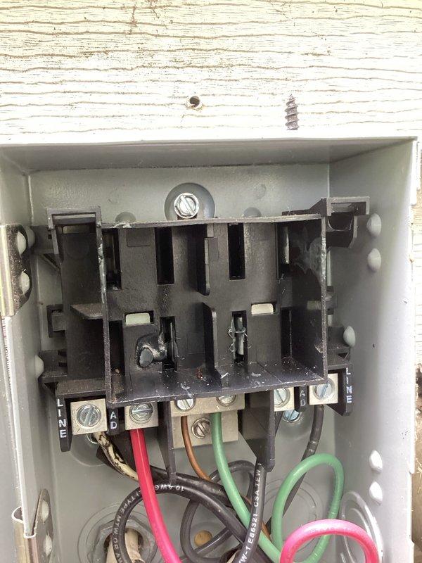 Responded to no cooling complaint on a 2-year-old system. Upon inspection, found failed contactor with welded contacts preventing proper compressor operation. Replaced defective contactor with new unit, verified all electrical connections were secure and properly terminated, and tested system operation. Unit now cooling properly with contactor engaging and disengaging as designed.