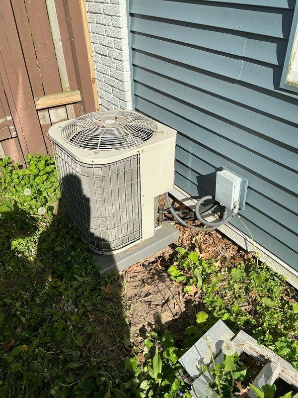 Performed estimate for replacement of 16-year-old Payne furnace and air conditioning system. AC unit experiencing refrigerant leak causing system to freeze, with history of previous low refrigerant issues. Inspected indoor furnace unit showing age-related wear and outdoor condenser unit with fan guard. Provided comprehensive replacement quotes for both heating and cooling equipment due to age of existing systems and ongoing refrigerant loss in AC unit.