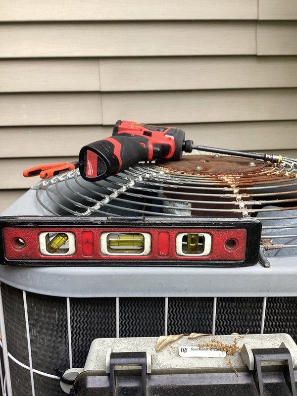 Completed annual cooling maintenance on 22-year-old Carrier air conditioning system. Performed comprehensive tune-up including inspection of outdoor condensing unit, verified refrigerant lines, checked ductwork and interior components, and ensured all mechanical and electrical connections were secure and operating within manufacturer specifications.