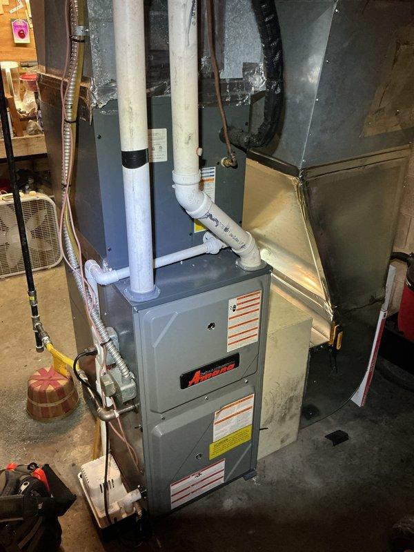 Completed annual cooling maintenance on Amana HVAC system. Performed comprehensive inspection of furnace, air handler, condensate pump, refrigerant lines, and associated components. All equipment found operating within normal parameters with no issues identified during routine preventative maintenance visit.