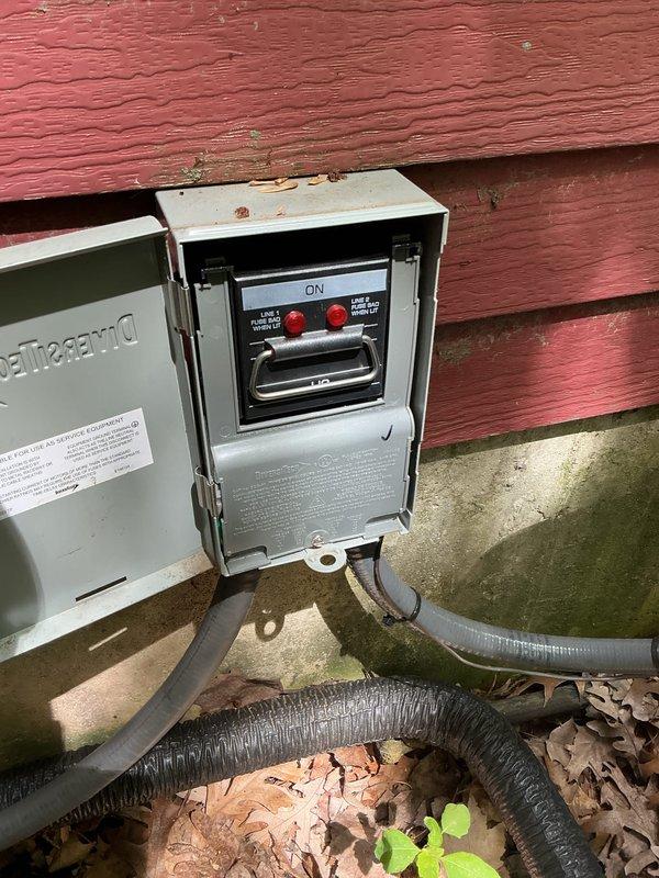 Responded to no cooling complaint on approximately one-year-old EnergiAir unit. Upon arrival, found outdoor disconnect switch in OFF position. Verified unit was not receiving power due to switch being turned off. Cycled disconnect switch to ON position and restored power to system. Confirmed unit operation and proper cooling function. System returned to normal operation after power restoration.