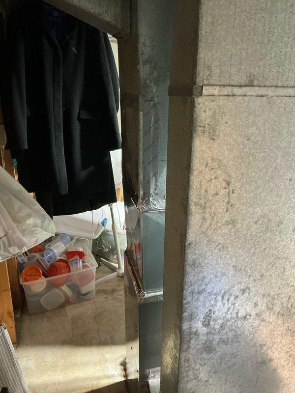 Conducted sales estimate for air conditioning system replacement on 16-year-old existing unit. Inspected basement mechanical room, documented current HVAC equipment configuration including furnace and ductwork system, and photographed installation area to assess accessibility and determine optimal replacement options for customer consideration.