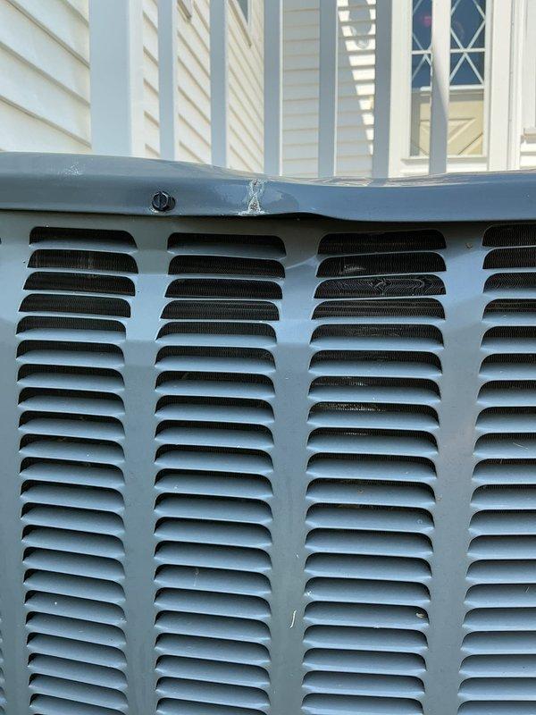 Completed routine annual cooling maintenance on a six-year-old EnergiAir central air conditioning system for Comfort Club member. Performed comprehensive AC tune-up including inspection of condenser unit, verified proper operation of all components, and documented unit condition with photographs. Unit exterior showed normal weathering with some algae discoloration on casing but all mechanical systems functioning within normal parameters.