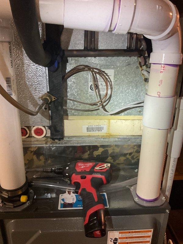 Responded to no-cooling complaint on Amana air conditioning system. Upon arrival, confirmed complete refrigerant loss from system since previous service visit. Recharged system with appropriate refrigerant to manufacturer specifications at no charge per prior arrangement. Verified proper system operation and cooling performance before departure.
