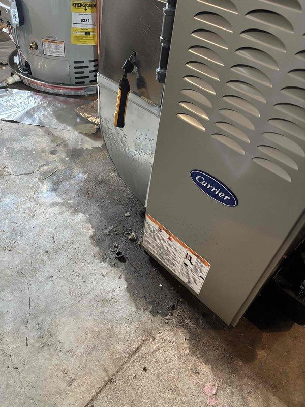 Responded to no cooling call on Carrier system. Upon arrival, confirmed outdoor unit and indoor blower were not operating when thermostat was set to cooling mode. Inspected thermostat wiring and found improper connections at terminal block. Corrected thermostat wire terminations per manufacturer specifications. Verified proper 24V control voltage present at thermostat. Cycled system through cooling mode and confirmed outdoor unit and indoor blower now operating properly. System restored to normal cooling operation.