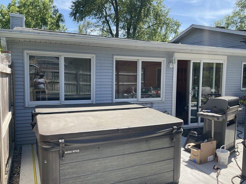 Completed electrical hookup and connection for residential hot tub installation on exterior deck. Verified proper power supply, tested all electrical connections for safety and functionality, and ensured spa equipment was operational and ready for use.