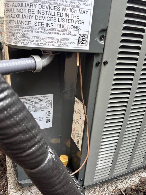 Completed full replacement of two residential air conditioning systems. Removed existing outdoor condensing units and installed new HVAC equipment on concrete pads adjacent to the building exterior. Ran new refrigerant line sets with proper copper tubing connections between indoor and outdoor components. Installed electrical disconnects and connected power supply from existing utility meter to new equipment per code requirements. Verified all refrigerant lines were properly insulated, sealed, and secured. Tested system startup, confirmed proper airflow through ventilation components, and validated all electrical connections were functioning correctly. Both units operational and cooling efficiently upon completion.
