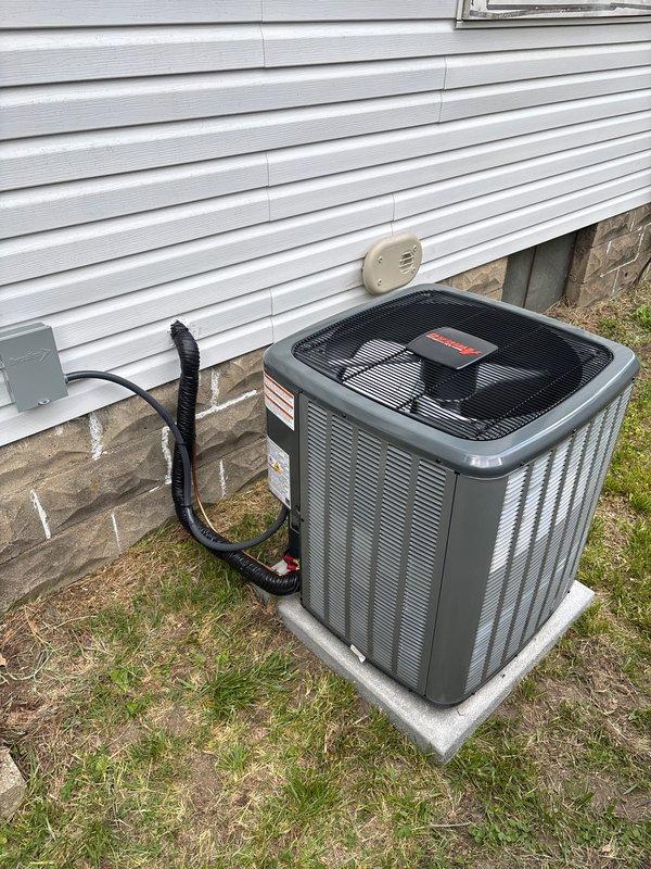Completed full HVAC system installation including new furnace, air conditioning unit, and water heater at residential property. Installed Bryant condensing unit on concrete pad with proper electrical disconnect and conduit routing through foundation penetration. All equipment commissioned, tested for proper operation, and electrical connections verified to code compliance.
