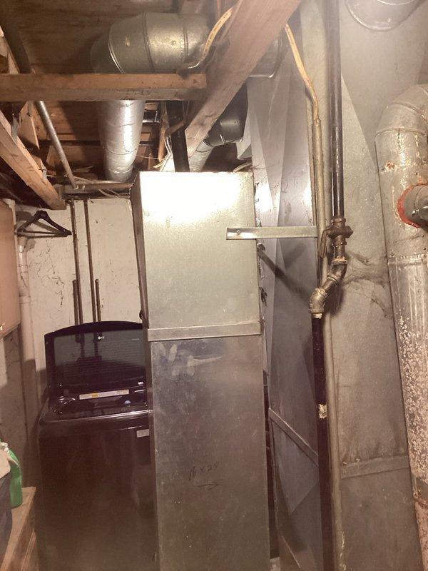 Responded to red-tagged water heater with undersized venting system. Conducted thorough inspection of existing vent configuration and determined proper sizing requirements for code compliance. Documented current mechanical room conditions, including water heater age and brand information, HVAC equipment layout, and existing vent connections. Provided assessment and recommendations for vent upsizing to meet safety standards and remove red-tag status.