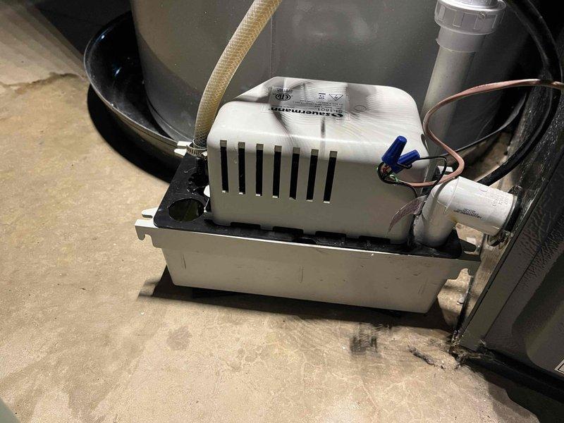 Completed annual cooling maintenance on EnergiAir system with 2022 condenser model under 3-year warranty coverage expiring June 2027. Inspected and documented condensate pump assembly including float switch operation, drain line connections, and proper discharge function. All components found operating within normal parameters with no deficiencies noted.