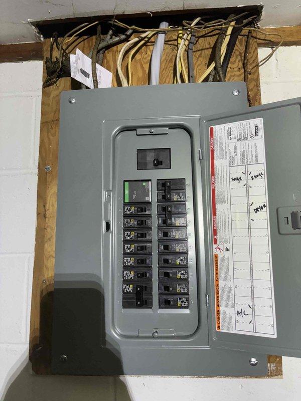 Completed 100-amp electrical service upgrade at residential property. Coordinated utility company power disconnect and reconnect, obtained electrical permit, and installed new exterior meter base with associated conduit work on building exterior. Upgraded interior main electrical panel with new circuit breaker distribution system, completed all wiring connections, and passed municipal electrical inspection. Power was successfully restored following inspector approval.