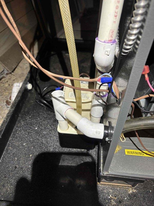 Completed annual cooling maintenance on 2023 Carrier system. Performed comprehensive tune-up including inspection of all interior mechanical components, condensate pump assembly, refrigerant lines, drainage system, and electrical connections. All components photographed and found operating within normal parameters; system ready for cooling season.