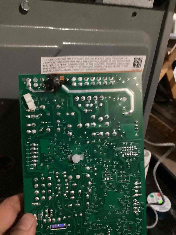 Completed warranty replacement of defective circuit board on HVAC system. Accessed unit's electrical compartment, disconnected existing control board with CoreSense Diagnostics module and associated wiring harness, and installed new replacement circuit board. Verified all wire connections were properly secured to corresponding terminals, restored power to unit, and confirmed system operation. Unit tested and returned to normal service.