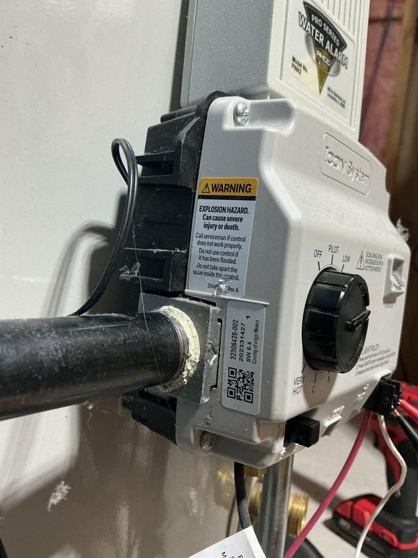 Responded to service call for 4-year-old Bradford water heater with pilot light that would not remain lit. Upon arrival, inspected gas valve assembly and pilot assembly components. Tested thermocouple output voltage and confirmed thermocouple failure preventing proper pilot safety circuit operation. Replaced defective thermocouple with OEM replacement part. Cleaned pilot orifice and burner assembly. Relit pilot light, verified stable flame, and tested main burner ignition cycle. Confirmed gas valve control functioning properly on all settings. Tested hot water production and verified unit operating within normal parameters. System restored to full operational status.