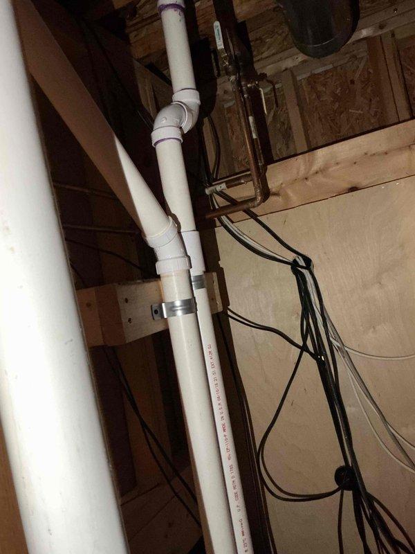 Completed pump replacement in residential attic space as quoted. Installed new pump unit with associated PVC drainage piping, secured all components to structural framing with appropriate clamps and brackets, and verified proper electrical connections and system operation before departure.