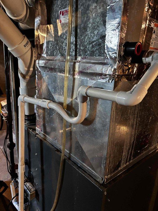 Completed annual cooling system maintenance and inspection on residential HVAC unit. Performed comprehensive tune-up including inspection of air handler, condensate drainage system, and associated components. Replaced 16x20x1 pleated air filter to ensure proper airflow and system efficiency. Verified all mechanical components, ductwork connections, and plumbing lines are functioning properly with no visible issues detected. System operating within normal parameters upon completion of service.