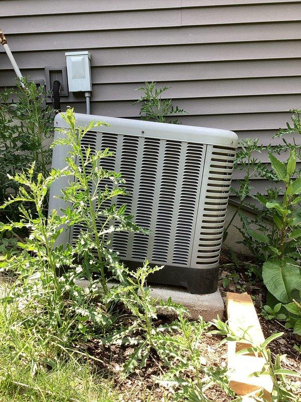 Completed annual cooling maintenance on 11-year-old Ruud air conditioning system. Performed comprehensive tune-up including inspection of condenser unit, verification of refrigerant levels via copper line connections, and assessment of electrical disconnect and conduit system. Noted vegetation overgrowth around condenser unit affecting airflow clearance; recommended customer maintain minimum 24-inch clearance around unit for optimal performance. All system components operating within normal parameters upon completion of service.