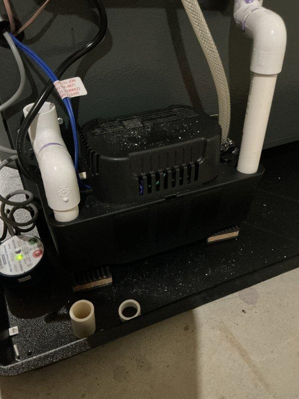 Completed annual cooling system maintenance and inspection on 2016 air conditioning unit. Performed comprehensive tune-up including inspection of condensate pump assembly, drainage system, and electrical connections. Verified proper operation of all components, checked electrical contactors and wiring terminals for secure connections, and confirmed condensate removal system functioning correctly with no blockages or leaks present.