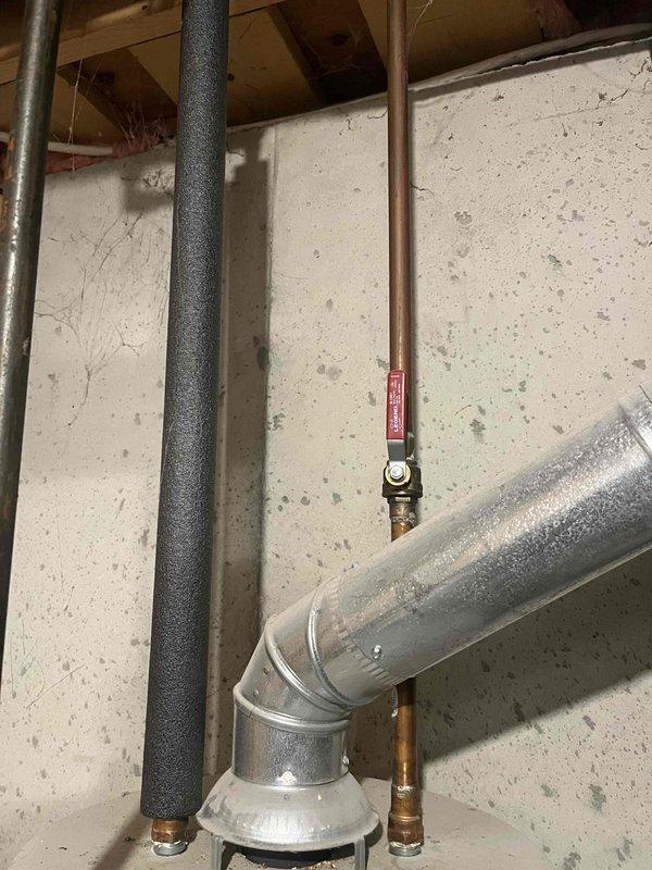 Completed annual cooling maintenance on residential air conditioning system. Performed standard tune-up procedures including filter inspection, refrigerant level check, electrical connection testing, and condenser coil cleaning. All system components operating within manufacturer specifications at time of service.

Inspected existing Bradford White Defender Safety System water heater in basement utility area per customer request for replacement quote. Unit shows age-related wear with visible corrosion on plumbing connections and mineral deposits on tank surface. Documented current installation configuration including copper supply lines, gas connections, and exhaust venting system. Photographed existing equipment and surrounding infrastructure to provide accurate replacement estimate for new water heater installation.