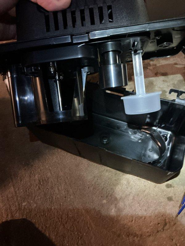 Responded to service call for odor and knocking sound occurring during AC operation on 18-year-old system. Inspected HVAC unit and condensate pump assembly in basement. Found blower motor assembly required attention due to accumulated debris and potential bearing issues causing mechanical noise. Cleaned blower motor housing and verified proper operation of condensate drainage system to eliminate odor source from standing water or biological growth in drain lines.