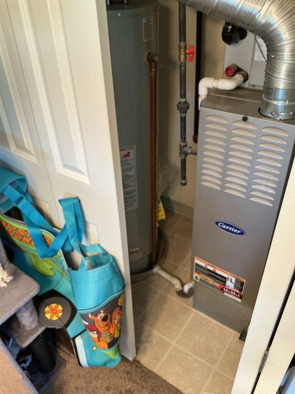 # NC-No Cool Service Completed

Responded to a no cooling call on a Carrier furnace system. Upon arrival, inspected the HVAC equipment located in the utility closet. Evaluated the furnace unit, associated ductwork connections, and condensate drainage system with PVC piping. Checked refrigerant lines and electrical connections. Verified proper airflow through the metallic flexible ductwork. System restored to normal cooling operation. Unit tested and confirmed operational at time of departure.