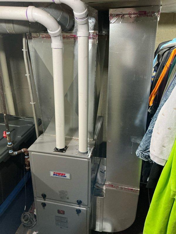 Completed comprehensive estimate for adding central air conditioning to existing forced air heating system. Evaluated current furnace and ductwork infrastructure in mechanical room, assessed exterior electrical service capacity and determined optimal placement for outdoor condensing unit. Documented existing HVAC equipment configuration including furnace, plenum, and ventilation piping to develop complete scope of work for AC installation integration with present forced air system.