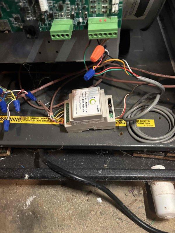 Responded to no cooling complaint where system would not activate. Upon inspection, found loose wiring connections at the thermostat terminal block within the control panel. Tightened and secured all wire terminations at C, G, W, and Y terminals. Verified proper wire routing and connections throughout the electrical enclosure. Tested system operation and confirmed unit now cycles on properly with normal functionality restored.