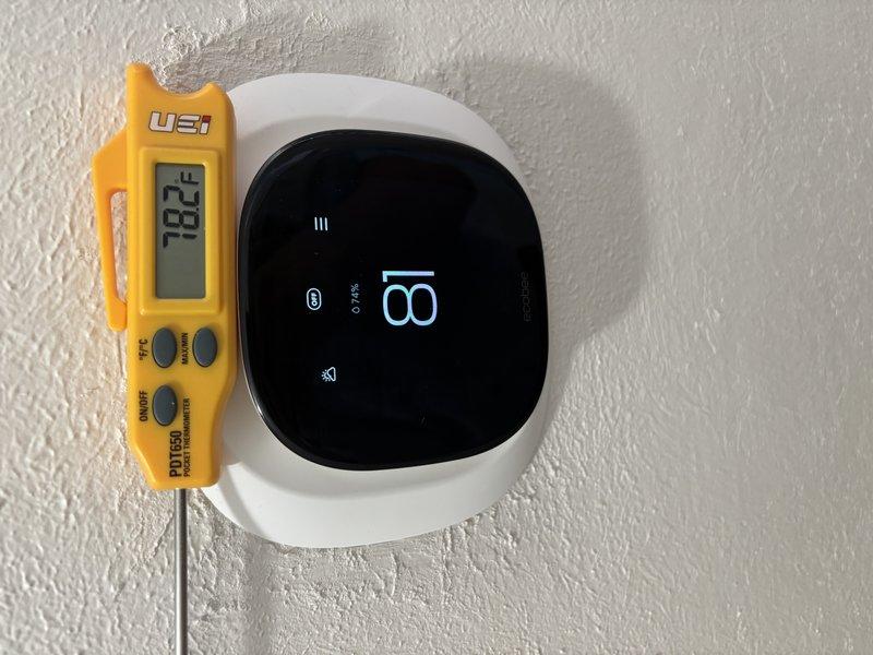 Responded to callback for insufficient cooling following recent repair. Performed diagnostic testing of HVAC system electrical components using clamp meter to verify proper amperage draw and system operation. Measured supply air temperature and compared against thermostat setpoint of 70°F to assess system performance. Verified all electrical connections, tested compressor and blower motor operation, and confirmed system is now cooling adequately to maintain desired temperature. System operating within normal parameters.