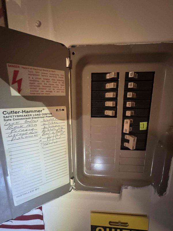 Completed on-site estimate for generator installation at 32-year-old residential property. Inspected existing electrical infrastructure including Eaton Cutler-Hammer main service panel and exterior meter base with utility disconnect. Documented current electrical service entrance configuration, circuit breaker panel layout, and available capacity for generator integration. Provided customer with pricing options for whole-home standby generator system with automatic transfer switch installation.