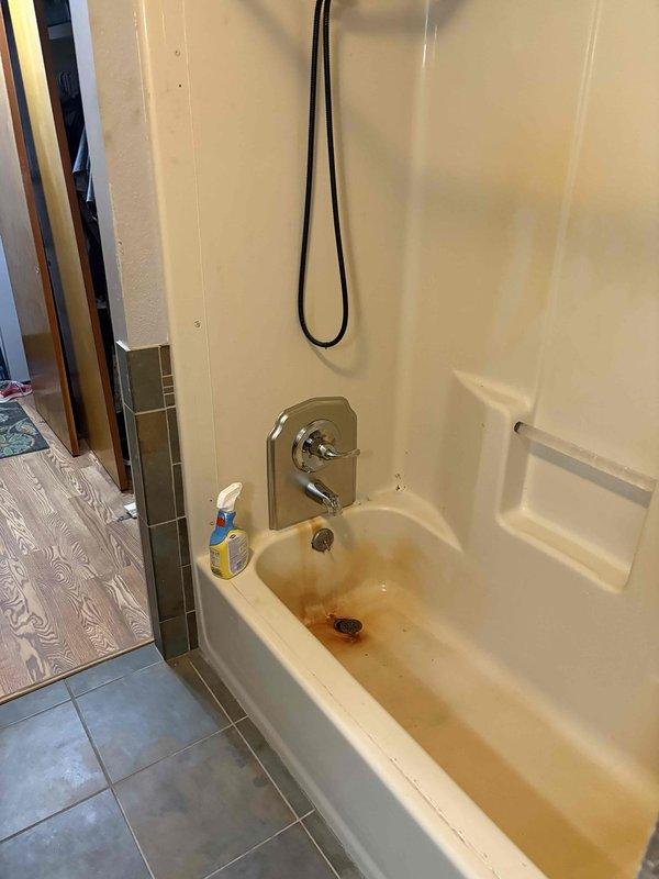 Completed installation of new shower valve assembly with decorative chrome trim kit and single-handle control lever in bathtub/shower combination unit. Replaced existing tub spout with chrome-finished fixture and installed new cabling as required for proper operation. All components were properly sealed and tested for functionality, with fixtures mounted securely to wall substrate using appropriate backing and escutcheons to ensure watertight installation.
