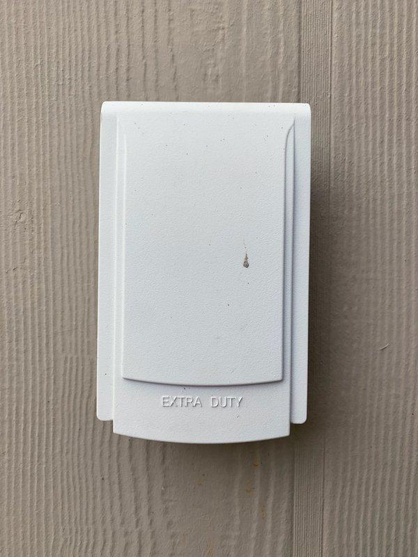 Performed three hours of electrical repairs on exterior weatherproof outlet box and associated components. Serviced 15A 125V AC wet location receptacle mounted on building exterior beneath soffit, ensuring proper functionality and code compliance of the hinged-cover outlet box and internal circuit protection device.