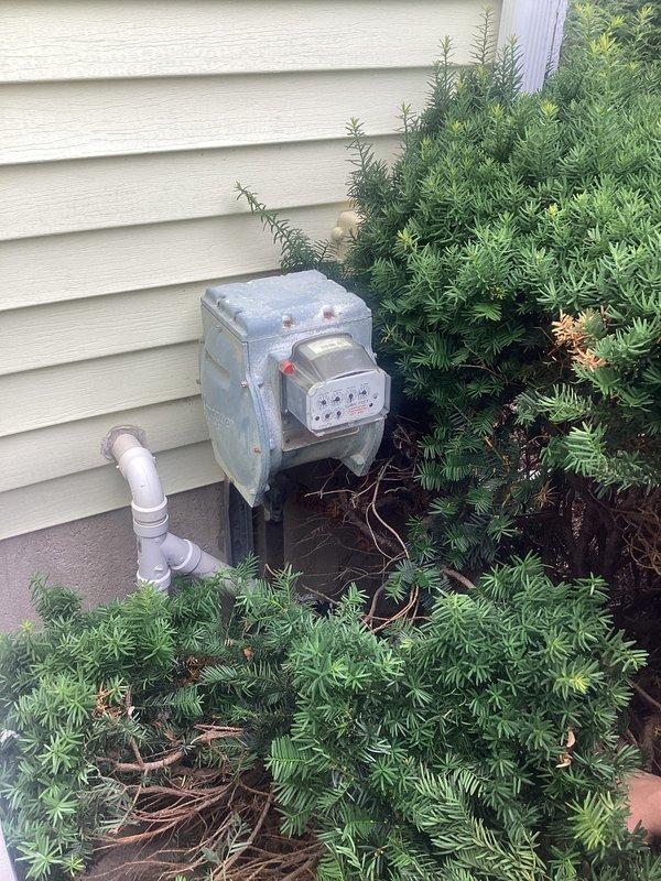 Conducted site assessment and provided project estimate for installation of natural gas line to service pool heater. Evaluated existing gas meter and utility connections mounted on exterior wall, noting current infrastructure including weathered meter enclosure, gas piping, and proximity to irrigation control system. Assessed routing requirements from gas meter location through landscaping area to proposed pool heater installation point. Documented existing conditions including pipe penetrations, utility box placement, and surrounding vegetation that will require consideration during installation. Photographed current gas service equipment and proposed work area to support accurate material takeoff and labor estimates for the gas line extension project.