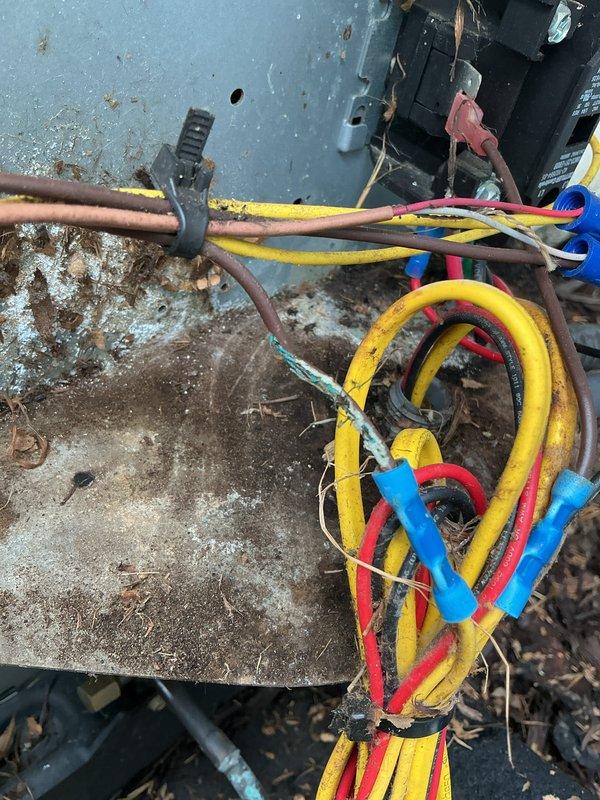Completed annual cooling maintenance on 8-year-old Ruud system. Performed standard tune-up procedures including system inspection, cleaning, and testing. Identified and replaced failed electrical disconnect component due to wear and deterioration, restoring proper power isolation functionality to the outdoor condensing unit.