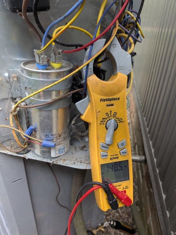 Completed comprehensive ASTU-AC Super Tune-up on two 7-year-old Carrier units. Performed full system diagnostics including electrical testing with calibrated multimeter, verified capacitor performance and readings within manufacturer specifications, and inspected all wire connections and terminals. All components tested normal with proper voltage and capacitance values, system operating efficiently with no issues found.