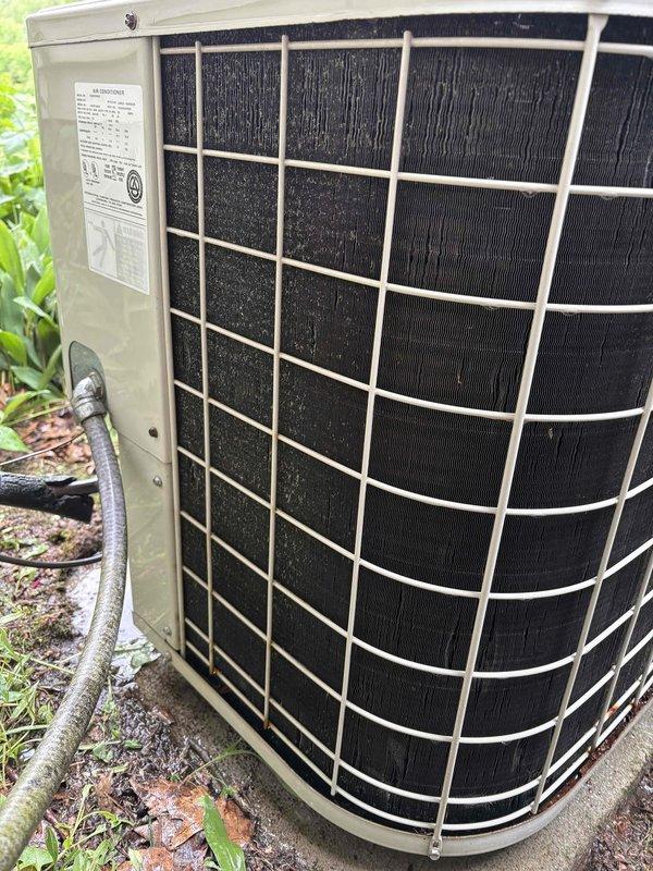Completed annual cooling maintenance on outdoor condensing unit over 10 years old. Performed comprehensive system inspection including electrical connections, capacitor testing, and visual assessment of all components. Unit showed signs of age with visible corrosion on mounting hardware and metal surfaces, though all electrical connections remained secure and functional. Verified proper operation of compressor and condenser fan motor. Cleaned condenser coil fins and removed debris from unit base and surrounding area. All system parameters tested within acceptable operating range for unit's age and condition.
