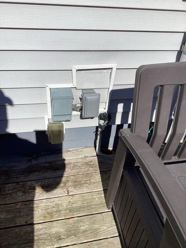 Installed new electrical outlet on exterior of home and replaced electrical cord for pool heater. Verified proper circuit protection at main panel and tested all connections for safe operation.
