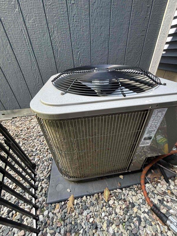 Completed annual cooling maintenance on 7-year-old Bryant outdoor condensing unit. Performed comprehensive tune-up including inspection of condenser coils, fan motor operation, and refrigerant lines. Unit operational and running within normal parameters at time of service completion.